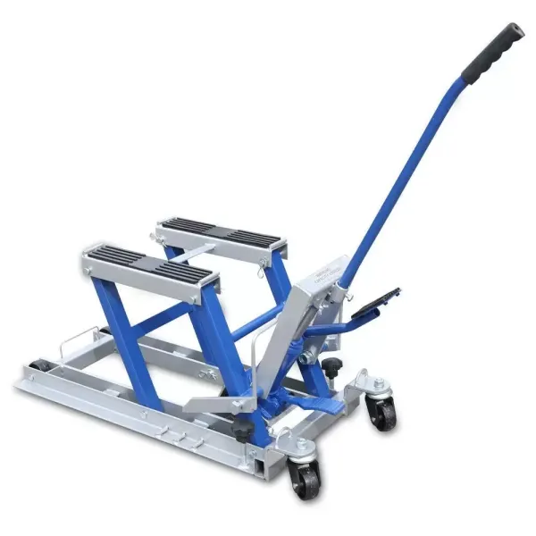 Support de levage hydraulique pour moto - 680 kg - Avec pédale de levage hydraulique - Pour l'atelier - Bleu