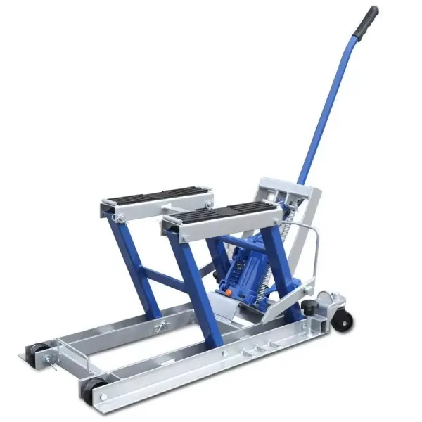 Support de levage hydraulique pour moto - 680 kg - Avec pédale de levage hydraulique - Pour l'atelier - Bleu Support de levage hydraulique pour moto - 680 kg - Avec pédale de levage hydraulique - Pour l'atelier - Bleu