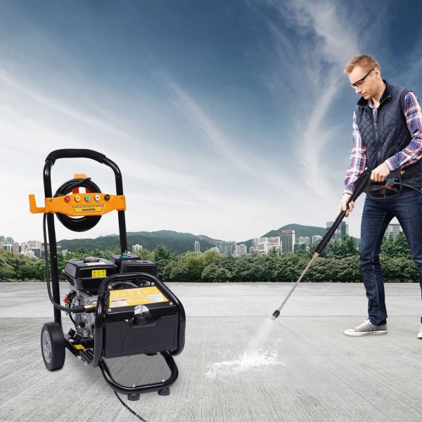 Nettoyeur haute pression pour véhicule - Moteur à essence 7,5 CV - Buse haute pression pour voiture, maison, pelouse, jardin