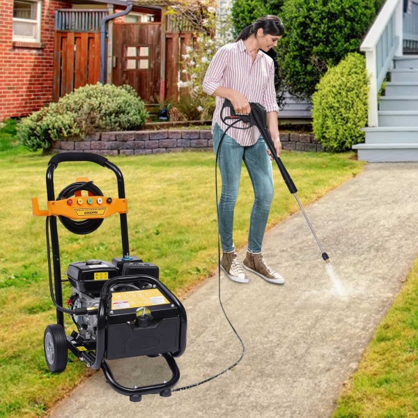 Nettoyeur haute pression pour véhicule - Moteur à essence 7,5 CV - Buse haute pression pour voiture, maison, pelouse, jardin