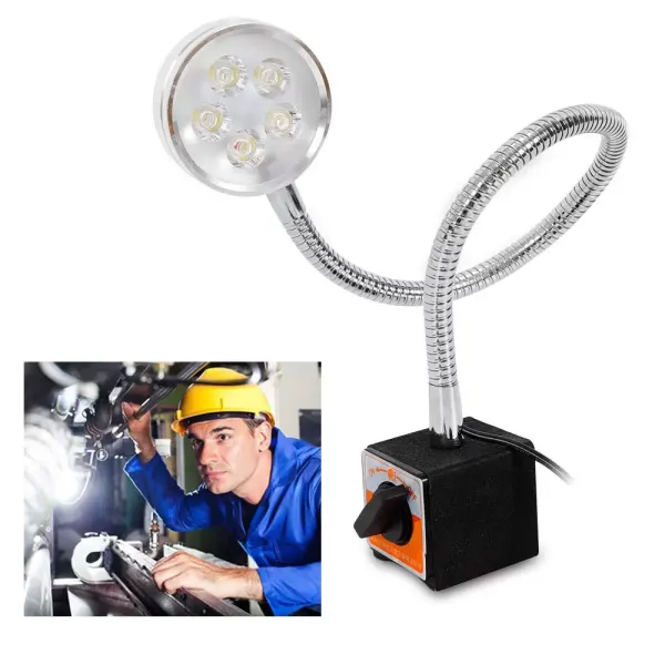 Lampe de Machine avec Base Magnétique, 5W Lampe de Tour à LED Magnétique Lampe de Bras Étanche Flexible COB Lampe deTravail à Col de Cygne
