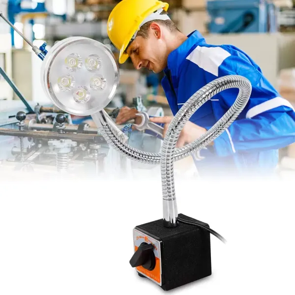 Lampe de Machine avec Base Magnétique, 5W Lampe de Tour à LED Magnétique Lampe de Bras Étanche Flexible COB Lampe deTravail à Col de Cygne