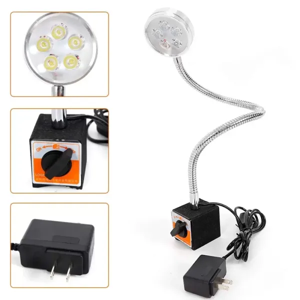 Lampe de Machine avec Base Magnétique, 5W Lampe de Tour à LED Magnétique Lampe de Bras Étanche Flexible COB Lampe deTravail à Col de Cygne