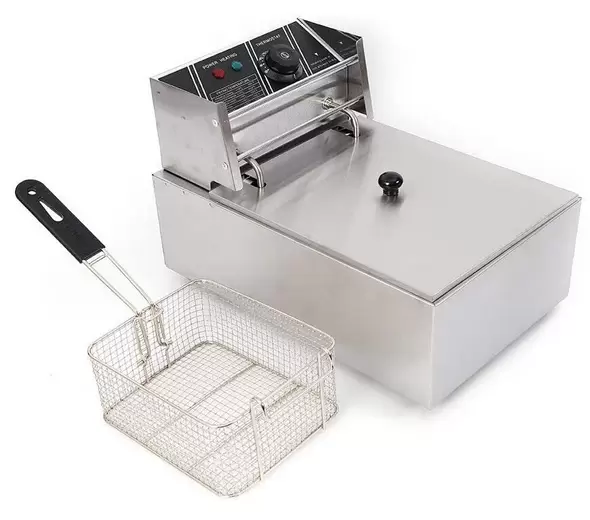 Elektrische friteuses 2500 W in roestvrij staal 6 l voor horeca, restaurants, supermarkten, snackbars en thuis