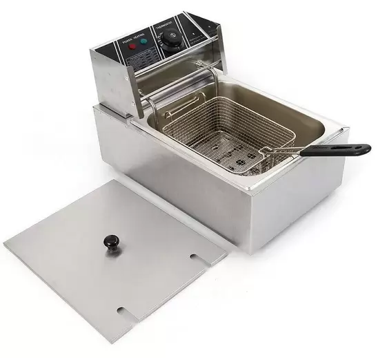 Elektrische friteuses 2500 W in roestvrij staal 6 l voor horeca, restaurants, supermarkten, snackbars en thuis