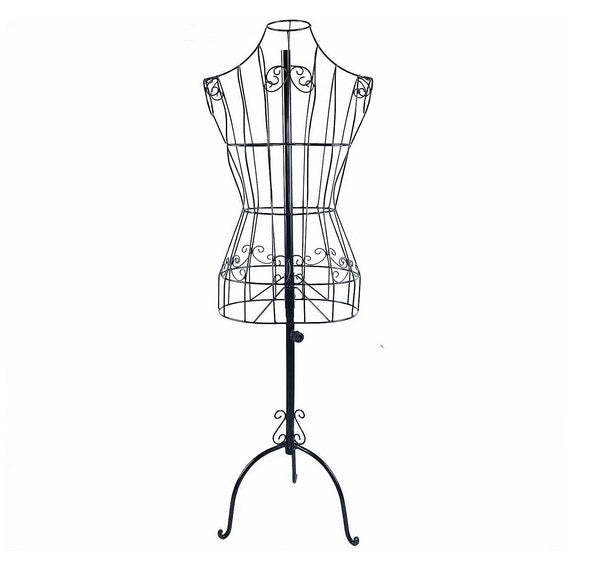 Mannequin de couture en métal noir - Style vintage - Hauteur réglable de 64 cm