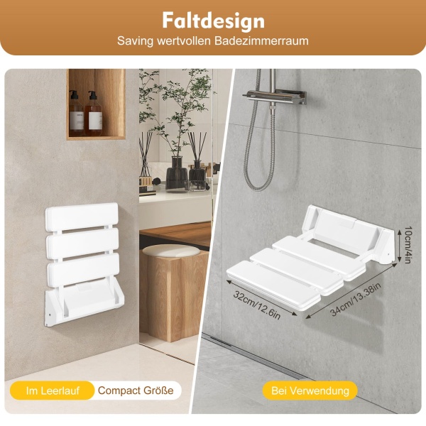 Siège de douche pliable jusqu'à 130 kg - Siège de douche pliable pour montage mural