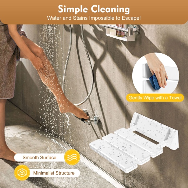Siège de douche pliable jusqu'à 130 kg - Siège de douche pliable pour montage mural