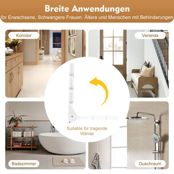 Siège de douche pliable jusqu'à 130 kg - Siège de douche pliable pour montage mural
