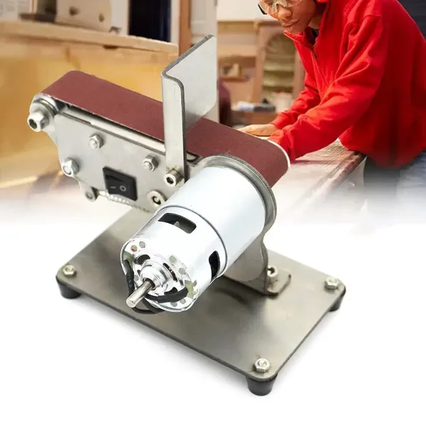 Mini ponceuse électrique à bande - Ponceuse de table avec moteur de broche 895 - 24 V - 600 m/min