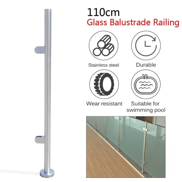 Poteau de balustrade en acier inoxydable 304 - 110 cm