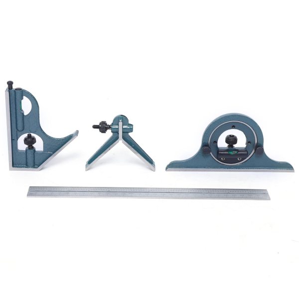 Kit d'angle de combinaison - Angle de butée réglable de 0 ° et 180 ° - Règle d'angle professionnelle de 300 mm - En acier inoxydable