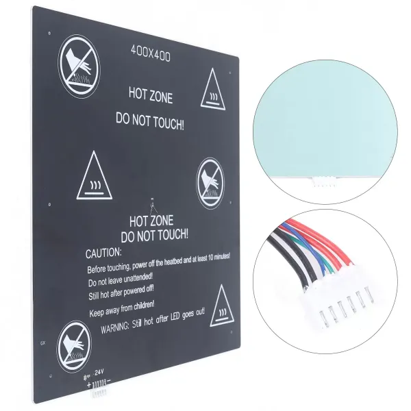 400 x 400 x 3 mm - Lit d'impression 3D - Imprimante 3D - Lit chauffant en aluminium - Plate-forme thermique 400 x 400 x 3 mm - Lit d'impression 3D - Imprimante 3D - Lit chauffant en aluminium - Plate-forme thermique