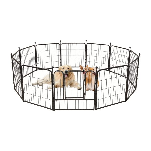 Enclos à 12 angles pour animal domestique 60 cm - Pour chiots - Noir - Pour le camping ou le camping en intérieur ou en camping-car