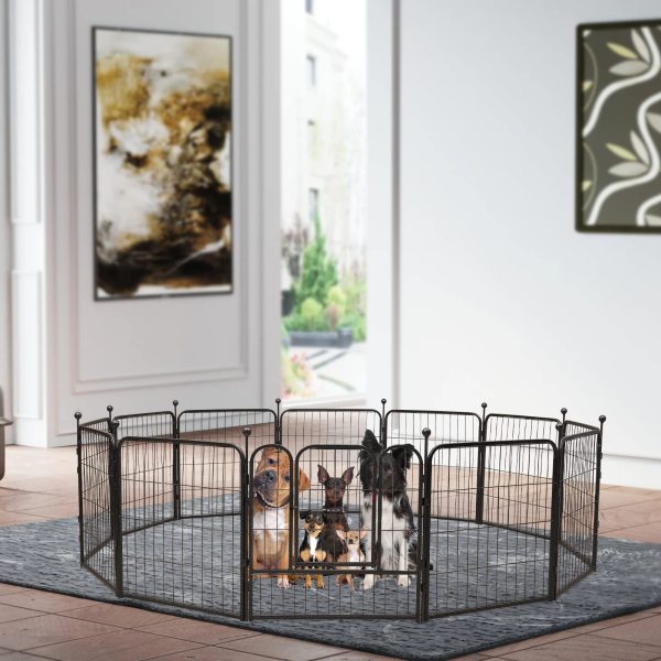 Enclos à 12 angles pour animal domestique 60 cm - Pour chiots - Noir - Pour le camping ou le camping en intérieur ou en camping-car