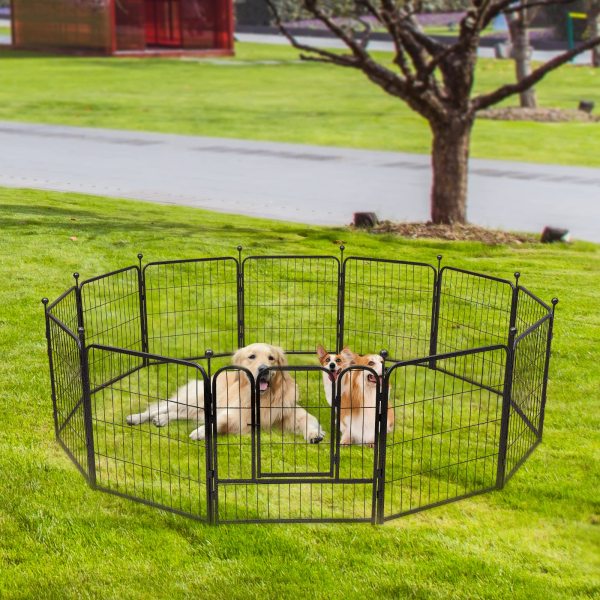 Enclos à 12 angles pour animal domestique 60 cm - Pour chiots - Noir - Pour le camping ou le camping en intérieur ou en camping-car