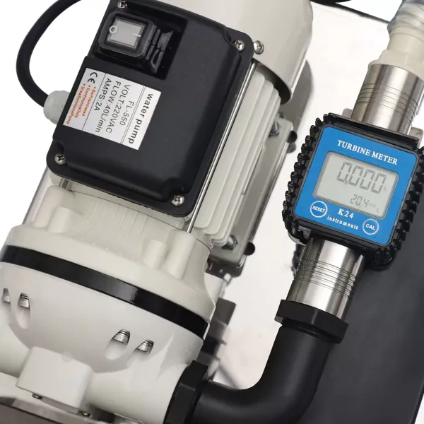 Pompe à urée 230 V - Pompe à membrane - 330 W 40 L/min - Pompe à urée avec tuyau et pistolet - (avec débitmètre et étagère murale)