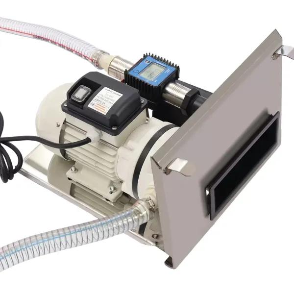 Pompe à urée 230 V - Pompe à membrane - 330 W 40 L/min - Pompe à urée avec tuyau et pistolet - (avec débitmètre et étagère murale)
