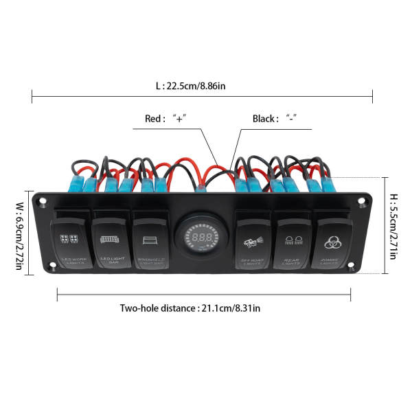 Panneau de commutation de panneau de commutation LED DC 12 V/24 V 6 gangs pour bateau de bus de voiture