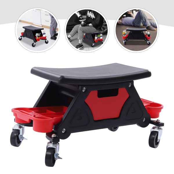 Siège de détail, tabouret mécanique avec roues, siège ou chaise mobile Rolling Creeper, outils organisateur plateaux de rangement