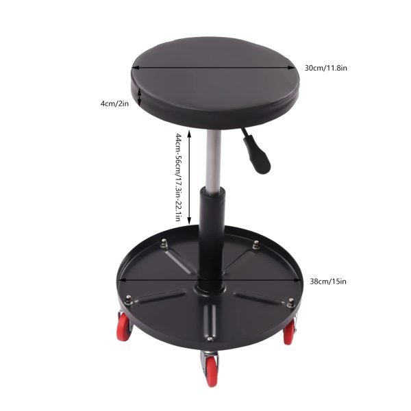 Tabouret d'atelier, chaise d'atelier, siège d'atelier, tabouret pivotant réglable, plateau pour outils, avec 5 roues