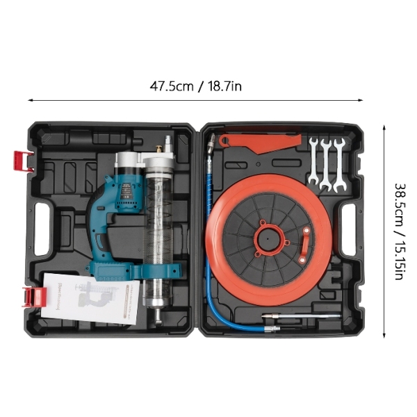 Pistolet à huile sans fil 21V, sans batterie ni chargeur, avec embout et tuyau