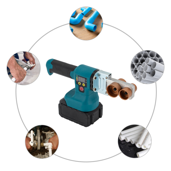 Machine de soudure de tuyau d'eau de batterie au Lithium 280W Machine de soudage de tuyaux en plastique avec 5 têtes