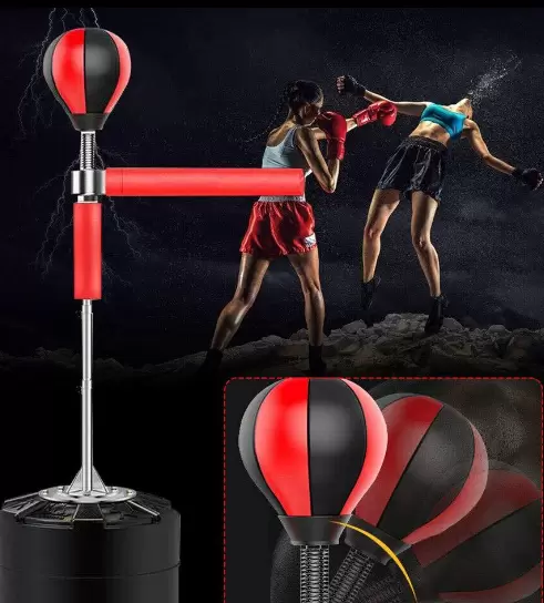 Sac de frappe sur pied 360° pour adulte - Réglable en hauteur - 1,2 m - 1,9 m - Sac de frappe réfléchissant debout