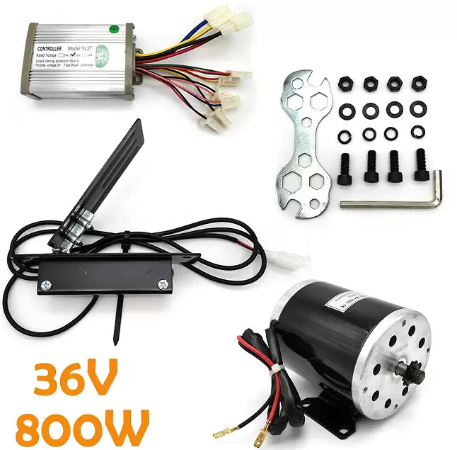 36V DC 800W elektrische borstelmotor ombouwset voor Gokart E-bike met voetpedaal en controller