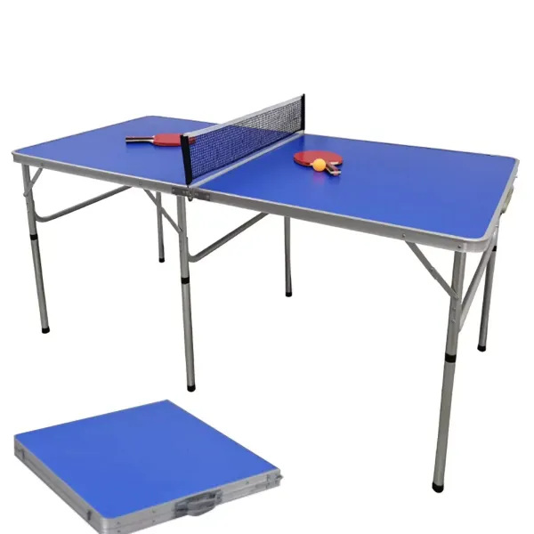 CNCEST Multistore 2002 Table de ping-pong pliante avec filet de ping-pong et raquettes Bleu 152 x 76 x 76 cm