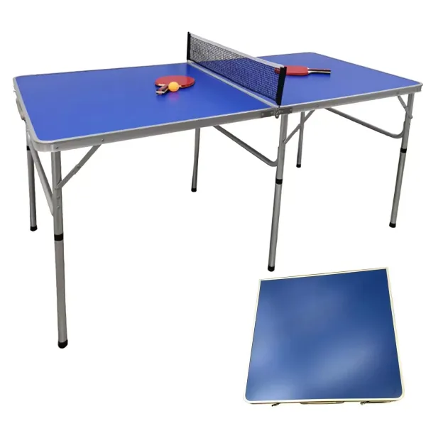 CNCEST Multistore 2002 Table de ping-pong pliante avec filet de ping-pong et raquettes Bleu 152 x 76 x 76 cm