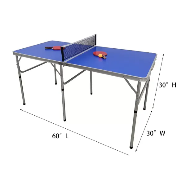 CNCEST Multistore 2002 Table de ping-pong pliante avec filet de ping-pong et raquettes Bleu 152 x 76 x 76 cm