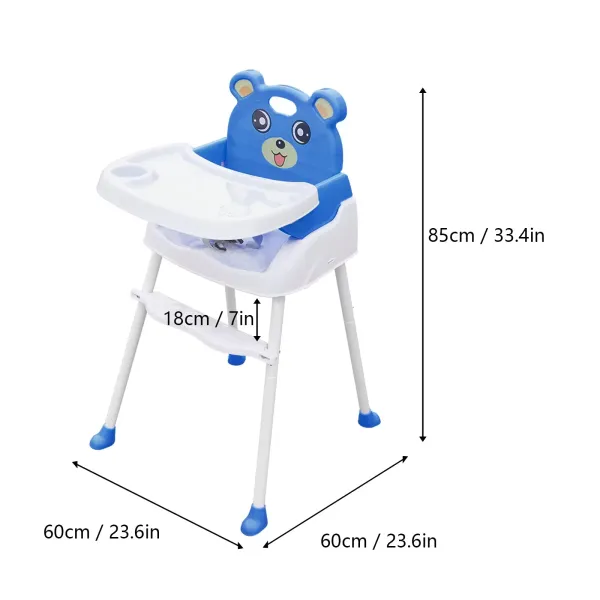 Chaise Haute Portable avec système Anti-dérapant, Ceinture de sécurité pour 6 Mois à 1.5 Ans (Bleu, Vert, Rose)