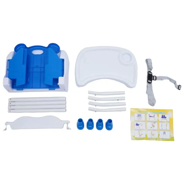 Chaise Haute Portable avec système Anti-dérapant, Ceinture de sécurité pour 6 Mois à 1.5 Ans (Bleu, Vert, Rose)