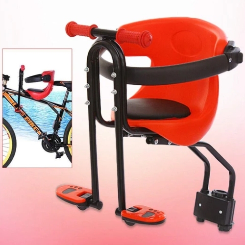 siège à vélo pour enfants avec pédales et poignées - Compatible avec les vélos de montagne de 31,8 mm - Charge maximale 30 kg - 40 x 30 x 46 cm - Rouge