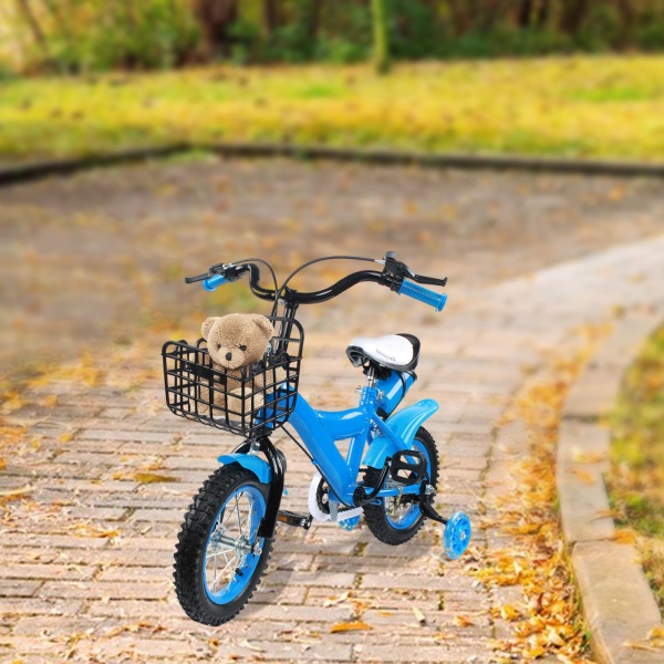 Vélo pour enfant 12 pouces en alliage d'acier au carbone avec frein et roues stabilisatrices pour enfant garçon et fille