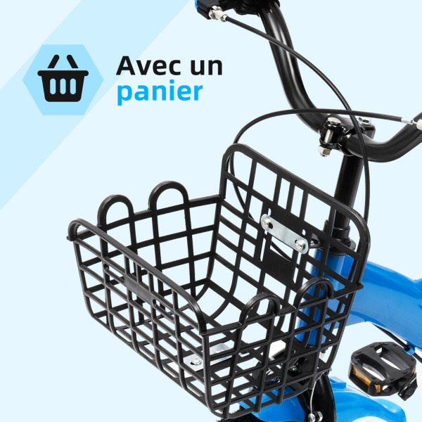 Vélo pour enfant 12 pouces en alliage d'acier au carbone avec frein et roues stabilisatrices pour enfant garçon et fille Vélo pour enfant 12 pouces en alliage d'acier au carbone avec frein et roues stabilisatrices pour enfant garçon et fille