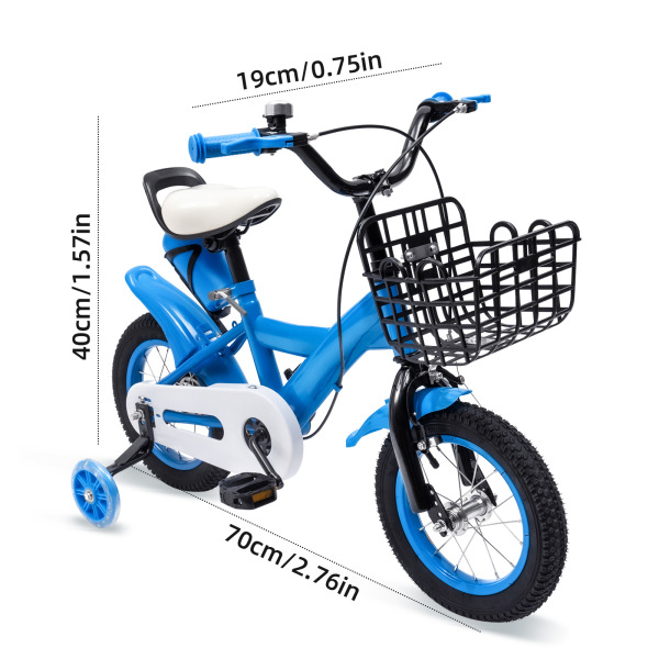 Vélo pour enfant 12 pouces en alliage d'acier au carbone avec frein et roues stabilisatrices pour enfant garçon et fille Vélo pour enfant 12 pouces en alliage d'acier au carbone avec frein et roues stabilisatrices pour enfant garçon et fille