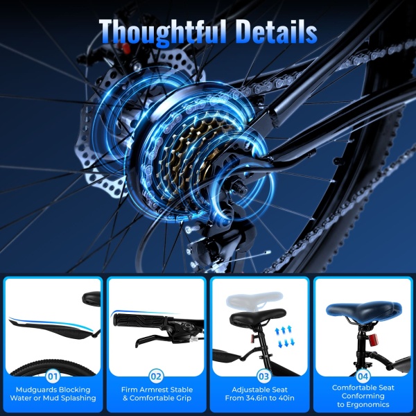 VTT 26 pouces - Vélo pliable en acier au carbone - 21 vitesses - Freins à disque - Pour adolescent - Pour adulte - Portable