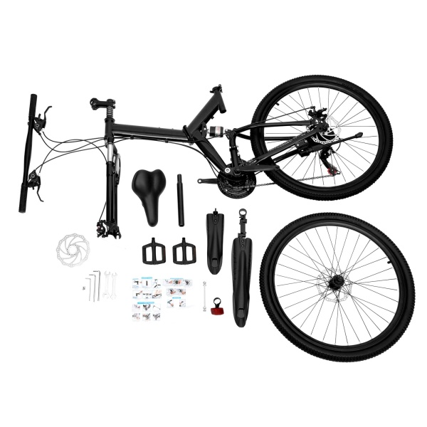 VTT 26 pouces - Vélo pliable en acier au carbone - 21 vitesses - Freins à disque - Pour adolescent - Pour adulte - Portable