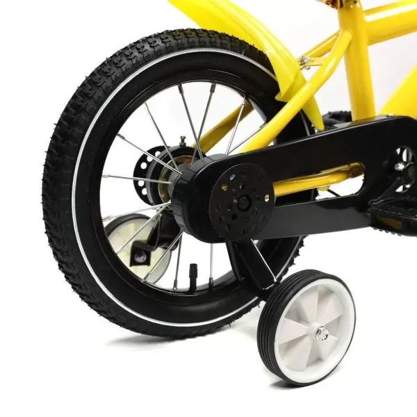 Vélo pour enfant 14 pouces - Jaune - Vélo de jeu cool et sûr - Vélo unisexe avec stabilisateurs amovibles - Cadeau pour enfant