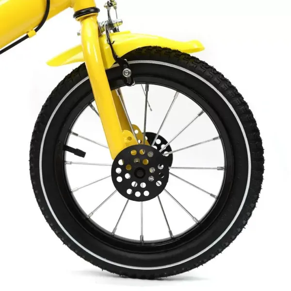 Vélo pour enfant 14 pouces - Jaune - Vélo de jeu cool et sûr - Vélo unisexe avec stabilisateurs amovibles - Cadeau pour enfant