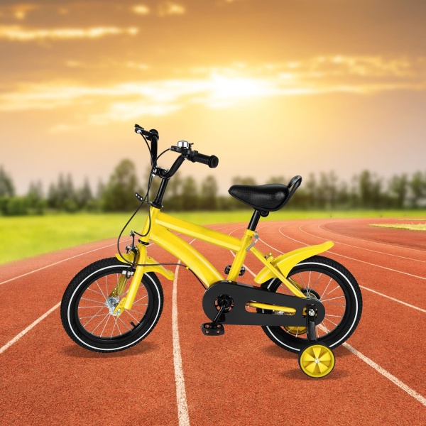 Vélo pour enfant 14 pouces - Jaune - Vélo de jeu cool et sûr - Vélo unisexe avec stabilisateurs amovibles - Cadeau pour enfant Vélo pour enfant 14 pouces - Jaune - Vélo de jeu cool et sûr - Vélo unisexe avec stabilisateurs amovibles - Cadeau pour enfant