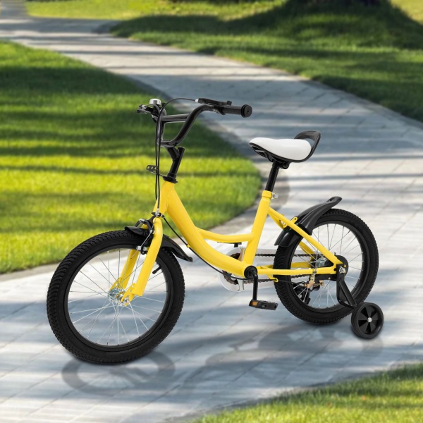 Vélo pour enfant 16 pouces garçon et fille - Cadre en acier carbone - Roue avec frein