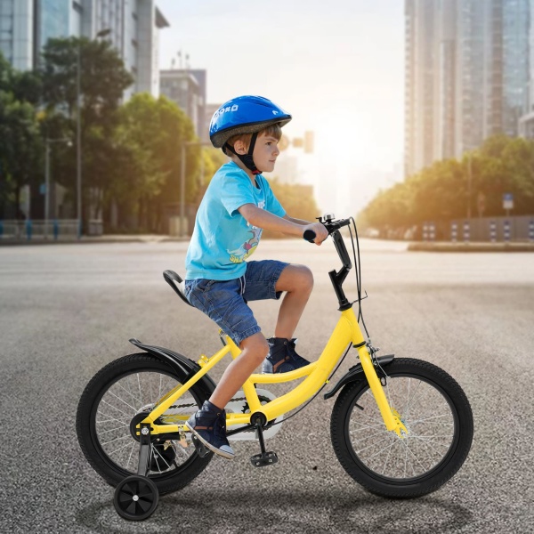 Vélo pour enfant 16 pouces garçon et fille - Cadre en acier carbone - Roue avec frein