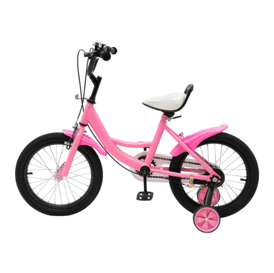 Vélo universel pour enfant de 16 pouces avec roues d'entraînement amovibles et siège réglable Rose Bick pour enfants de 5 à 8 ans