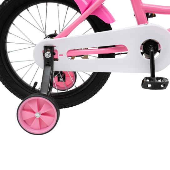 Vélo universel pour enfant de 16 pouces avec roues d'entraînement amovibles et siège réglable Rose Bick pour enfants de 5 à 8 ans