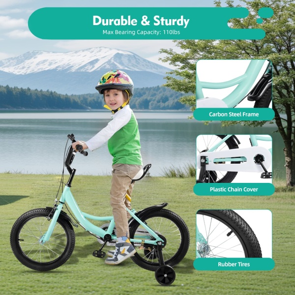 Vélo enfant 16 pouces pour fille et garçon à partir de 4 à 8 ans avec stabilisateurs antidérapants