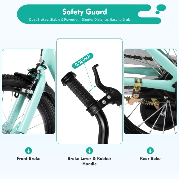 Vélo enfant 16 pouces pour fille et garçon à partir de 4 à 8 ans avec stabilisateurs antidérapants