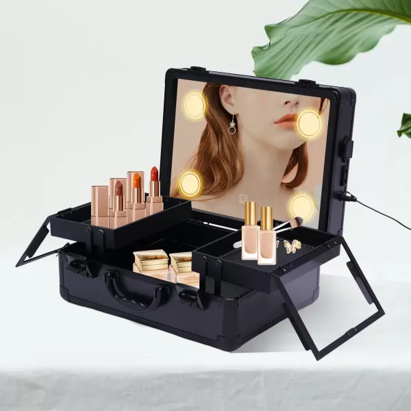 Trousse d'entraînement au maquillage - trousse de maquillage trousse de maquillage avec lampe et miroir